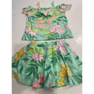 Childrens Place Girls Top Skort Floral Tropical Vacation Set Outfit Size 2T